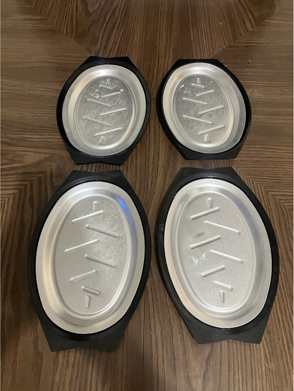 4 Vtg Nordic Ware Serv-A-Sizzler Fajita Food Steak Serving Platters Holders Tray